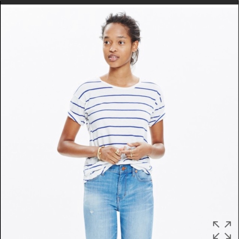 Madewell whisper cotton Crewneck in mariner stripe